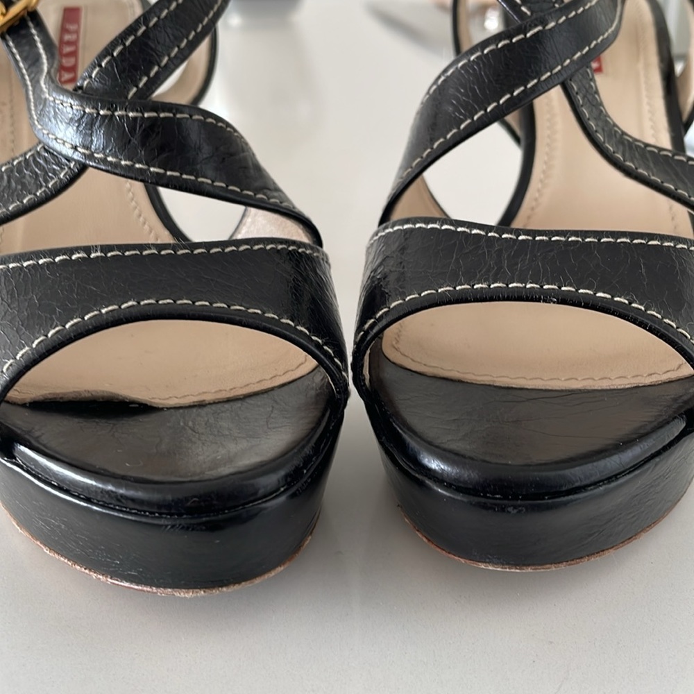 SALE! Prada Sport Black Leather Platform Sandal - Picture 9 of 16